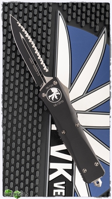 Vintage Microtech Combat Troodon D/A OTF 142-3 Double Edge Full Serrated Black Blade Smooth Body