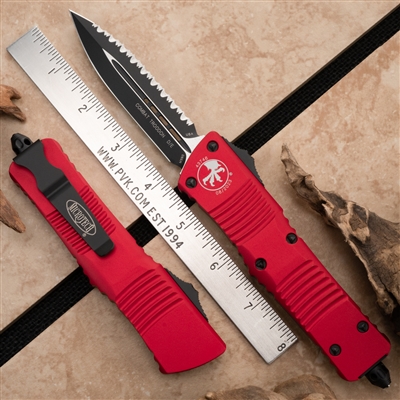 Microtech Combat Troodon D/E 142-3RD Black FS Blade Red Handle