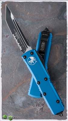 Microtech UTX-85 T/E 233-2BL Black Serrated Blade Blue Handle