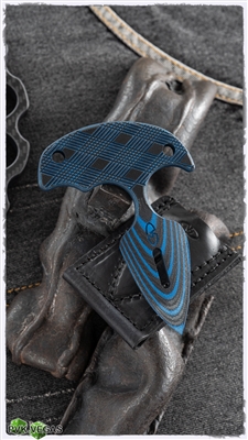 VZ Grips Arrow Push Dagger - Black & Blue G10 W/Leather Sheath