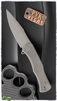 WE Knife Co. Primoris Frame Lock Knife, Gray Titanium Scales, 3.5" Stonewashed CPM-20CV