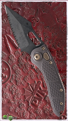 Microtech Auto Stitch DLC Full Serrated Bronzed Hardware