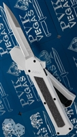 AKC F-16 D/A OTF Stiletto Silver Bayonet White Handle
