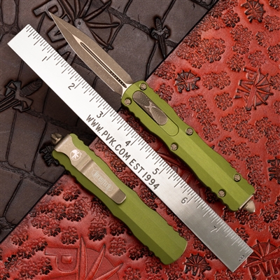 Microtech Dirac 225-13APOD Apocalyptic Bronze Blade With OD Green Chassis