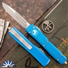 Microtech Ultratech 121-10APBL Single Edge Apocalyptic Blade, Blue Handle
