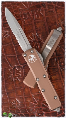 Microtech UTX-85 S/E 231-11TA Stonewash Serrated Tan Handle