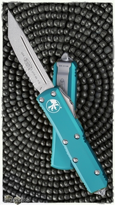 Microtech UTX-85 T/E 233-11TQ Stonewash Serrated Turquoise Handle