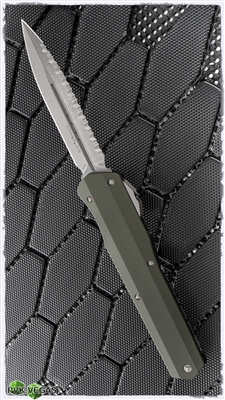 Microtech Cypher D/E 242S-12OD Smooth OD Green Handle SW Full Serrated