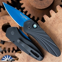 Protech Sprint 2937 S35VN Sapphire Blue Blade, 3D Wave Pattern Black Handle