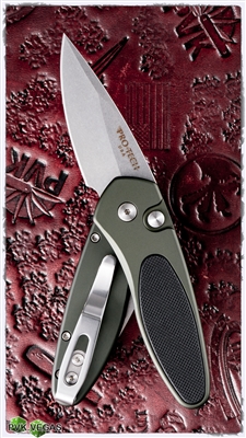 Protech Sprint Auto 2944 G10 Inlay OD Green Handle Stonewash Blade