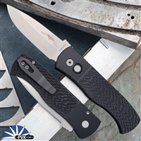 Protech Emerson CQC7 Auto E7A05-LH-20 Spear Point Stonewash Blade,Black Jigged Textured Handle