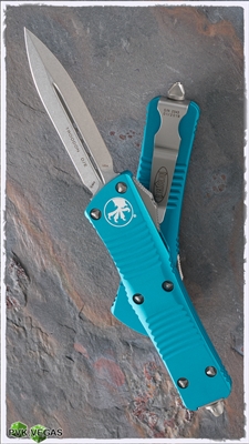 Microtech Troodon D/E 138-10TQ Stonewash Blade Turquoise Handle