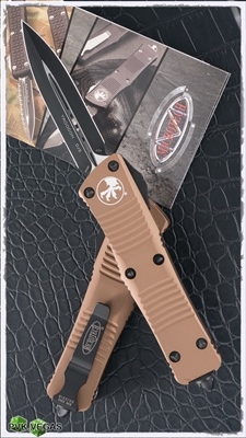 Microtech Troodon D/E 138-1TA Black Blade Tan Handle