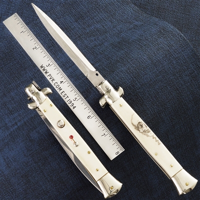 Latama Swivel Bolster 28CM White Bone Dagger Custom Skull & Spine Engraved V1