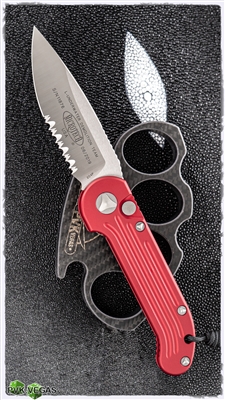 Microtech LUDT 135-5RD Satin Serrated Red Handle