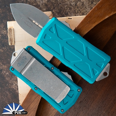 Microtech Exocet 157-10APTQ Apocalyptic Blade Turquoise Body