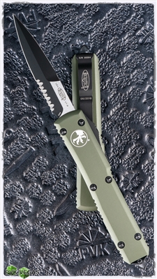 Microtech Ultratech Bayonet 120-2OD Green Handle Black Serrated Blade