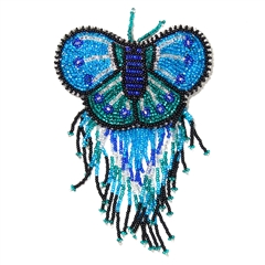 Butterfly Barrette - #170 Blue and Crystal