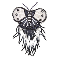 Butterfly Barrette - #282 Crystal and Hematite