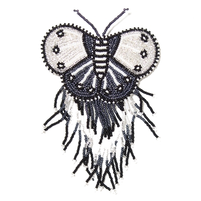 Butterfly Barrette - #282 Crystal and Hematite