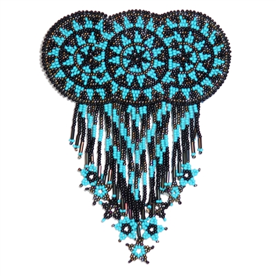 Large 3 Rosette Barrette - #139 Turquoise, Bronze, Black