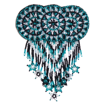 Large 3 Rosette Barrette - #484 Emerald and Crystal