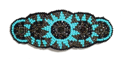 Barrette with Crystals - #131 Turquoise and Bronze