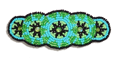 Barrette with Crystals - #134 Turquoise and Lime