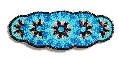 Barrette with Crystals - #144 Turquoise, Black, Crystal