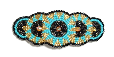 Barrette with Crystals - #146 Turquoise, Bronze, Gold