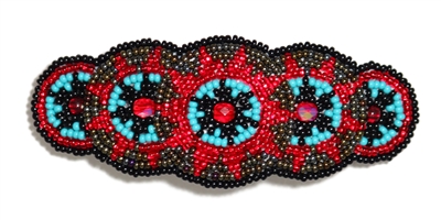 Barrette with Crystals - #425 Turquoise, Red, Bronze