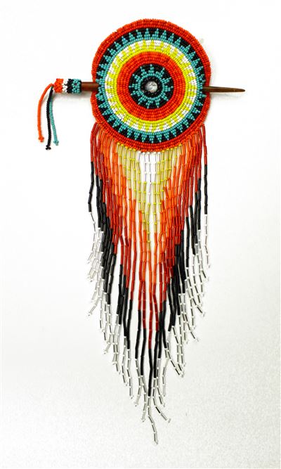 One Rosette Barrette w/Stick - #098 Turquoise Fire