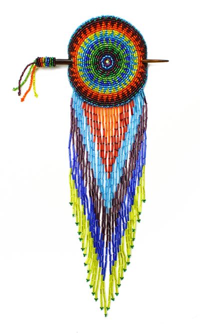 One Rosette Barrette w/Stick - #116 Rainbow