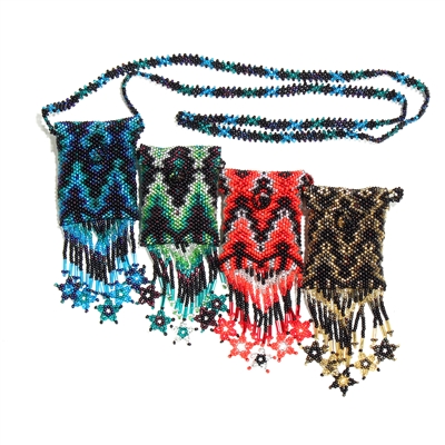 Fancy Medicine Bag Necklace - Assorted Jewel Tones