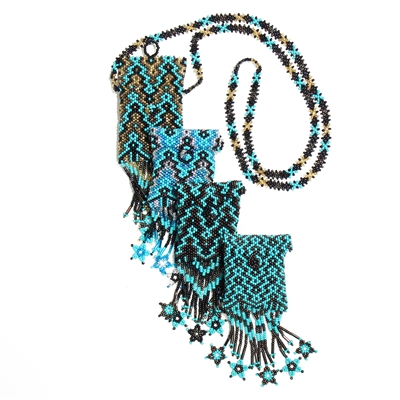 Fancy Medicine Bag Necklace - Assorted Turquoises