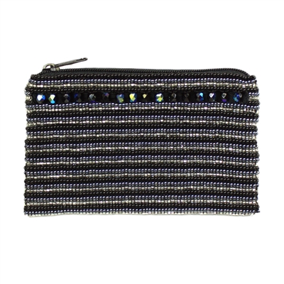 Coin Purse with Crystals - #102 Black and Crystal