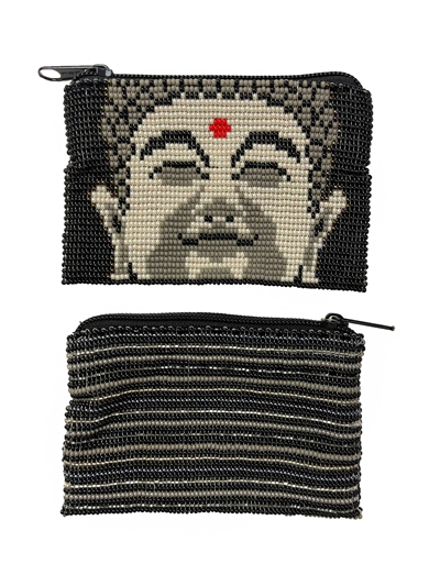Buddha Coin Purse -  #102 Black and Crystal