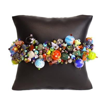 Fuzzy Bracelet with Stones - #098 Planet Multi, Double Magnetic Clasp!