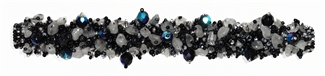 Fuzzy Bracelet with Stones - #102 Black and Crystal, Double Magnetic Clasp!