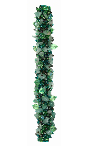 Fuzzy Bracelet with Stones - #109 Green, Double Magnetic Clasp!