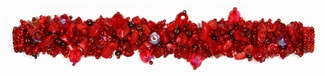 Fuzzy Bracelet with Stones - #110 Red Coral, Double Magnetic Clasp!