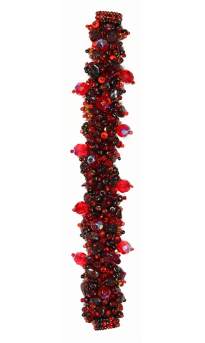 Fuzzy Bracelet with Stones - #111 Red Garnet, Double Magnetic Clasp!