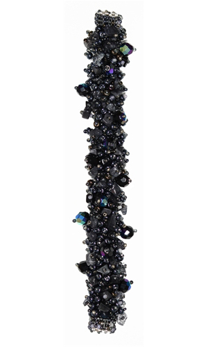 Fuzzy Bracelet with Stones - #112 Gray, Double Magnetic Clasp!