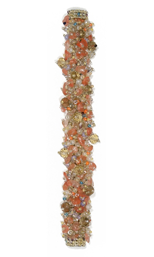 Fuzzy Bracelet with Stones - #129 Peach, Double Magnetic Clasp!