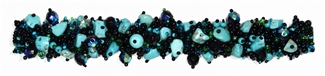 Fuzzy Bracelet with Stones - #133 Turquoise and Black, Double Magnetic Clasp!