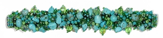 Fuzzy Bracelet with Stones - #134 Turquoise and Lime, Double Magnetic Clasp!