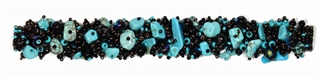 Fuzzy Bracelet with Stones - #139 Turquoise, Brown Iris, Black, Double Magnetic Clasp!