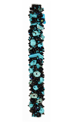 Fuzzy Bracelet with Stones - #139 Turquoise, Brown Iris, Black, Double Magnetic Clasp!