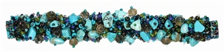 Fuzzy Bracelet with Stones - #141 Turquoise and Blue/Green, Double Magnetic Clasp!