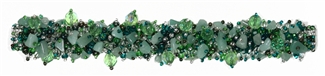 Fuzzy Bracelet with Stones - #171 Green and Crystal, Double Magnetic Clasp!